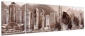 Obraz - Victoria Harbor, Hongkong, efekt sepii (170x50 cm)