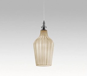 Cleofe lampa wisząca z przezroczystego szkła ochrowego i chromu, gniazdo E27, styl vintage, IP20, Ø18 cm