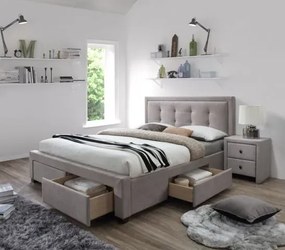 Łóżko EVORA 160x200 beżowe z szufladami HALMAR
