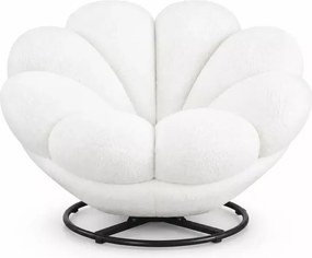Fotel obrotowy Lille 360° boucle – designerski fotel kwiat biały lub różowy
