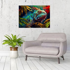 Obraz na szkle - Kolorowa iguana (70x50 cm)