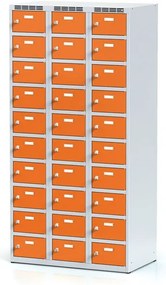 Alfa 3 Szafka skrytkowa S6, 30 schowków, 1800 x 900 x 500 mm, zamek obrotowy, drzwi pomarańczowe