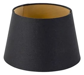 Abażur z bawełny czarny 20/15/13 ze złotym wnętrzem