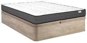 Zestaw 120 x 200 cm stelaż z jasną naturalną skrzynią + materac ze sprężynami kieszeniowymi o grub. 20 cm - AMBRACIE marki YSMÉE