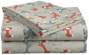 PrzytulneMieszkanie.pl PrzytulneMieszkanie.pl Zestaw pościeli do łóżeczka z prześcieradłem FOXIVA, szary