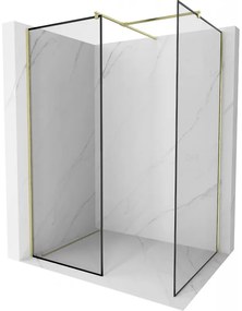 Mexen Kioto ścianka prysznicowa Walk-in 140 x 100 cm, czarny wzór, złota szczotkowana - 800-140-202-55-70-100