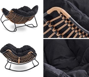 Bujany fotel ogrodowy z poduszką Elton, czarny