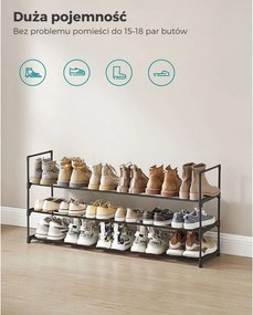 Regał na buty TORINO, 3 półki, 30x116x55cm, czarny SongmicsHome
