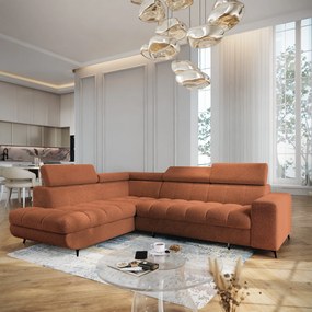 Masseno Narożnik MORIVA z funkcją spania i pojemnikiem na pościel Narozniki L, Rozkładana sofa - Miedziany, QUELLE 54