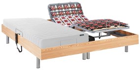 Łóżko elektryczne z funkcją relaksu z materacem z lateksową warstwą wierzchnią - 2 x 80 x 200 cm - Naturalne jasne - ETHER YSMÉE