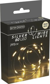 Drut świetlny Silver lights 80 LED, ciepła biała, 395 cm
