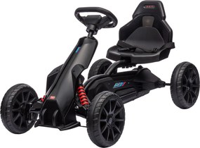 HOMCOM Gokart dla dzieci z regulowanym siedzeniem, pojazd na pedały, gokart z hamulcem ręcznym, 3-8 lat, zabawa na świeżym powietrzu, Czarny