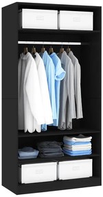 Minimalistyczna czarna szafa z drążkiem - Bianco