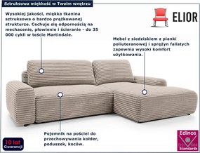 Sztruksowy narożnik rozkładany cappuccino E4-G38