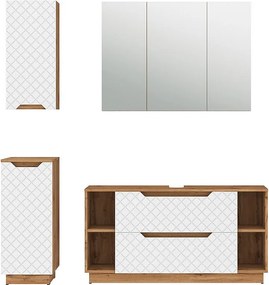 Zestaw mebli łazienkowych dąb/biały ze strukturą płytek 119.2x35x62.5 lotta