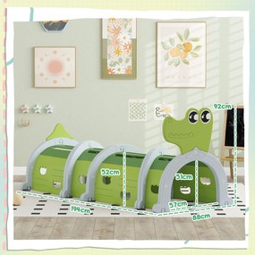 AIYAPLAY Tunel w kształcie krokodyla, elastyczny, trwały, dla dzieci 3-6 lat, 194 x 88 x 92 cm, Zielony