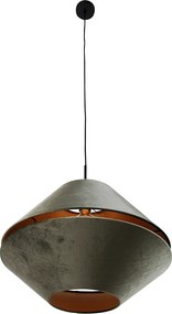 Lampa wisząca czarna z podwójnym aksamitnym abażurem zielonym ze złotym wnętrzem - Combi 1