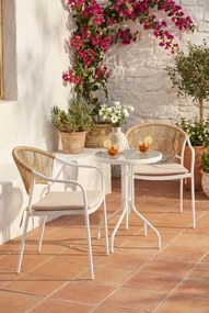 Biały komplet 2 krzesła i stolik kawowy do ogrodu N1-G04