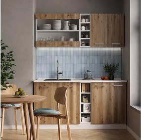 Pojedyncza kuchnia dąb rzemieślniczy/biały 160x60x81.6 r-line