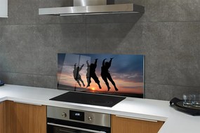 Szklany Panel Ludzie na tle Zachodu i Chmur