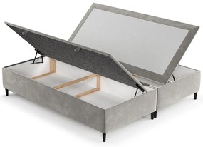 Jasnoszare tapicerowane łóżko dwuosobowe ze schowkiem 180x200 cm Tate – Maison de Rêve