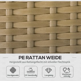 Outsunny 3-cz. zestaw mebli ogrodowych z rattanu PE, 1 narożnikowa sofa, 1 leżanka, w komplecie z poduszkami, odporne na warunki atmosferyczne, kawa + kremowy | Aosom PL