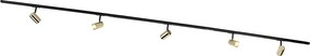 Inteligentny system szynowy czarny ze złotem 1-fazowy 5-świateł w tym WiFi GU10 - Jeana