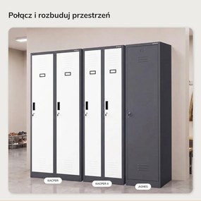 Dwudrzwiowa szafa BHP wąska 60x50x180 cm Kacper 2, antracyt/biały