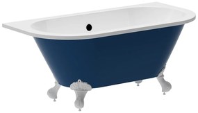 Wanna wolnostojąca przyścienna retro z nogami orle szpony - Niebieski z połyskiem - 154 l - 150 x 74 x 61 cm - BOLISA
