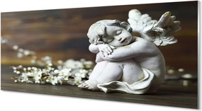 Szklany Panel Śpiący Aniołek i Polne Kwiaty