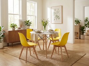 Żółte krzesło KITO z bukowymi nogami