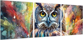 Obraz - Malowanie sowy (z zegarem) (90x30 cm)