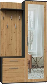 Garderoba Do Przedpokoju Antracyt + Dąb Artisan W7-F18