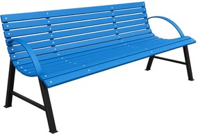 Niebieska ławka ogrodowa z podłokietnikiem 180 cm B1-N56