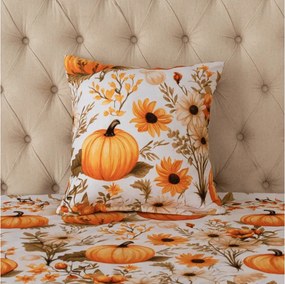 Poszewka na poduszkę z mikrofibry FLOWERS AND PUMPKINS 45x45 cm, pomarańczowy