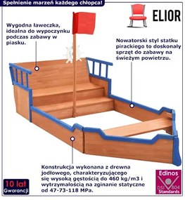 Drewniana piaskownica na wzór pirackiego statku - Karva