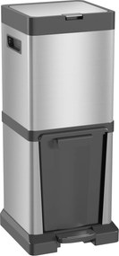 HOMCOM Kosz na śmieci 20+14L z pokrywą, pedałem nożnym, uchylną komorą i wyjmowanymi wewnętrznymi pojemnikami, stal nierdzewna, 32,5 x 31,5 x 78 cm, srebrny | Aosom PL