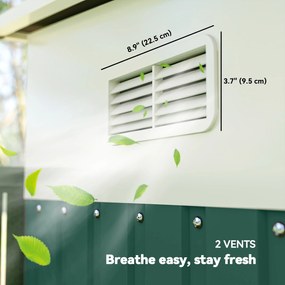 Outsunny Metalowy Schowek Ogrodowy Dach Nachylony z Zablokowanymi Podwójnymi Drzwiami 2,8 x 3,45 x 2,01m Zielony