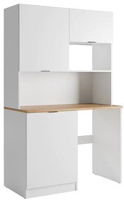 Szafka wielofunkcyjna do kuchni i pralni - Z blatem 120 cm - Biały i naturalny - CARMEO