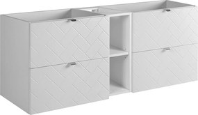 Meble łazienkowe, Biały Mat, 140 x 57 x 46 cm, uchwyty srebrne