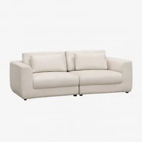Sofa Modułowy 2-częściowy Z Regulowanym Zagłówkiem, Tapicerowany Tkaniną Chenille Cataline Szenila Kremowy Beż - Sklum