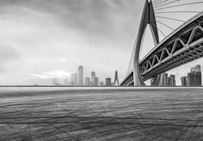 Fototapeta - Zachód Słońca w Chongqing, czarno - biała (196x136 cm)