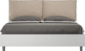 Łóżko bez stelaża 160x190 Frassino biała poduszkami sztucznej skóry szaro-beżowy Egos Antea