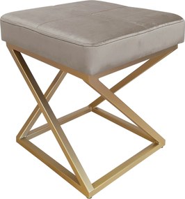 Pufa ZOA tkanina Welur loft ławka podnóżek metal : Kolor Stelaża - Złoty, Kolor tkaniny - VELVET - MG09, Typ tkaniny - Velvet