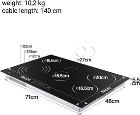 JAGO Płyta szklano-ceramiczna, 8600 W