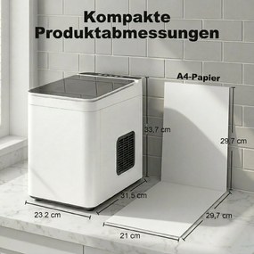 HOMCOM Stołowa kostkarka do lodu samooczyszczająca się, kompaktowy automat z łopatką i koszem, biały | Aosom PL