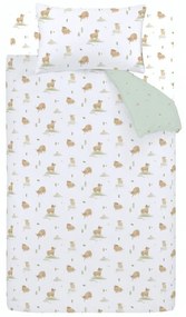 Biało-zielona bawełniana pościel dziecięca dwuosobowa 200x200 cm Mini Moo Cow – Bianca