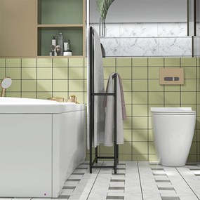 HOMCOM Stojak na ręczniki, wolnostojący, 2 drążki, odporny na rdzę, 66x20x110cm, Czarny