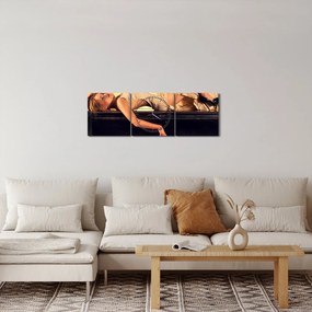 Obraz - Kobieta na fortepianie (z zegarem) (90x30 cm)