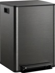 HOMCOM Kosz na śmieci z 2x30L komorami, pokrywa Soft-Close, odporny na odciski, stal nierdzewna, czarny | Aosom PL